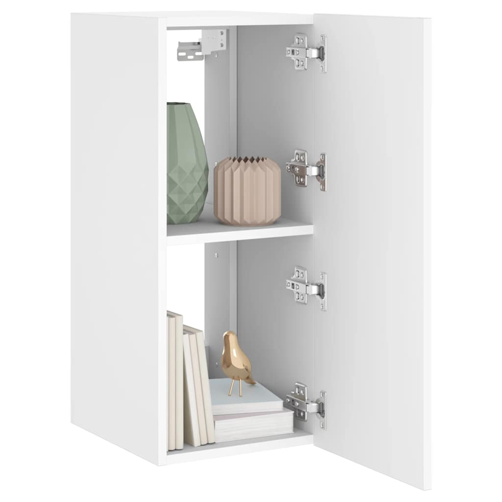 TV Wall Cabinet with LED Lights White 30.5x35x70 cm
