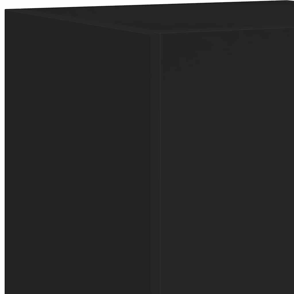 TV Wall Cabinet with LED Lights Black 30.5x35x70 cm