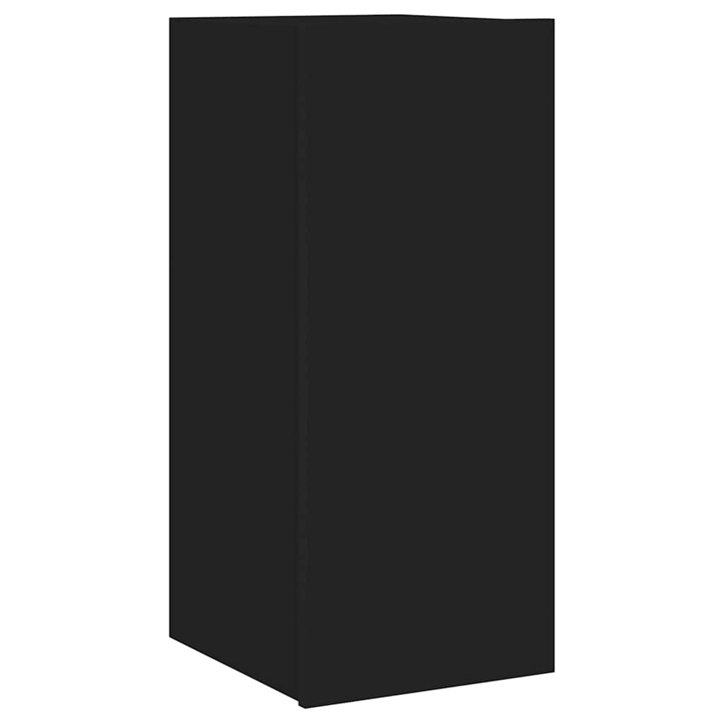 TV Wall Cabinet with LED Lights Black 30.5x35x70 cm