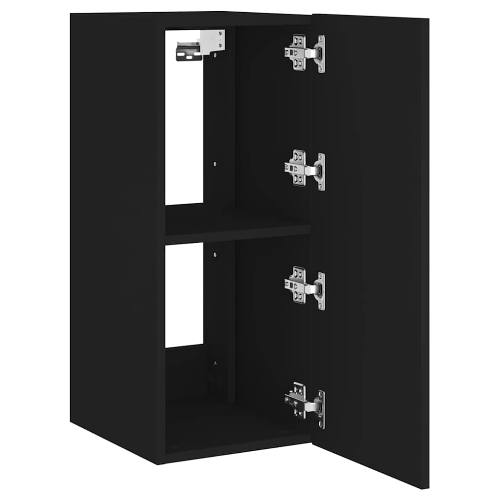 TV Wall Cabinet with LED Lights Black 30.5x35x70 cm