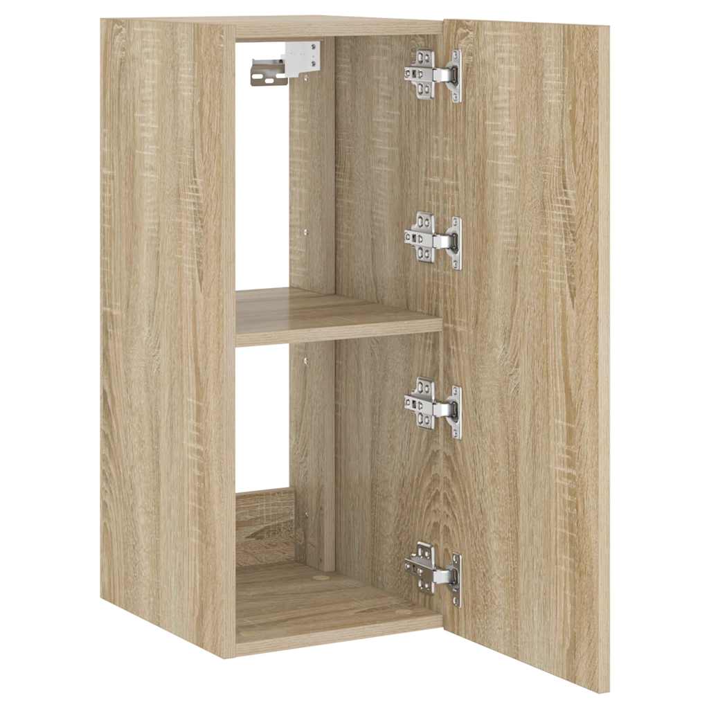 TV Wall Cabinet with LED Lights Sonoma Oak 30.5x35x70 cm