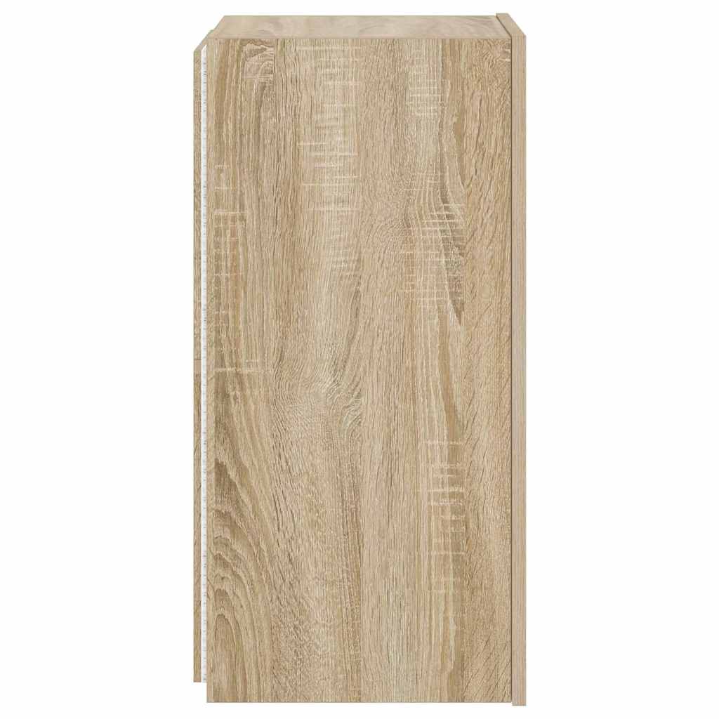 TV Wall Cabinet with LED Lights Sonoma Oak 30.5x35x70 cm