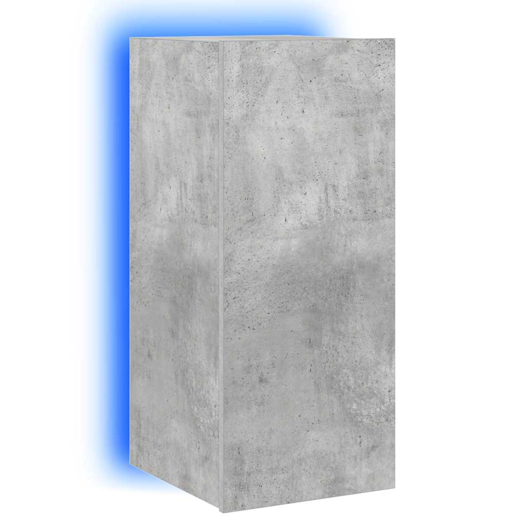 TV Wall Cabinet with LED Lights Concrete Grey 30.5x35x70 cm