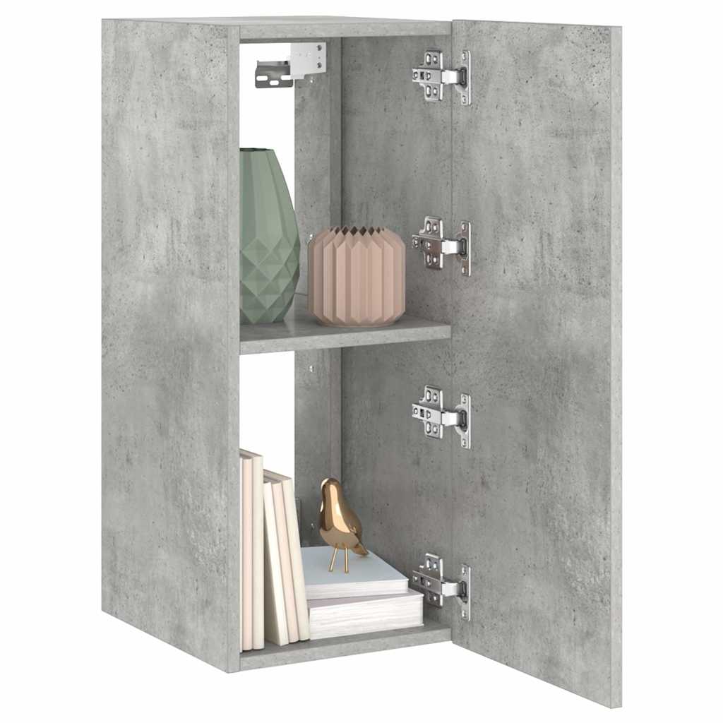 TV Wall Cabinet with LED Lights Concrete Grey 30.5x35x70 cm