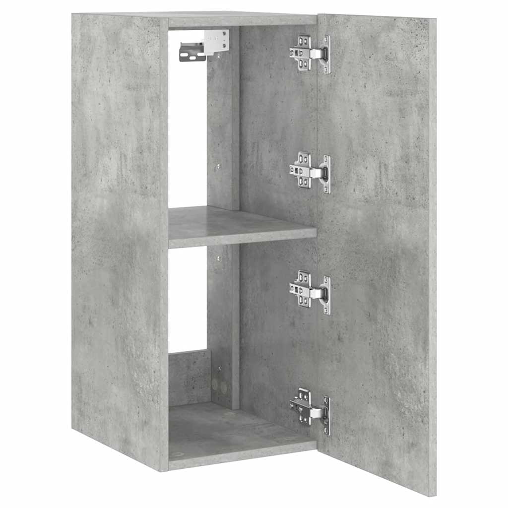 TV Wall Cabinet with LED Lights Concrete Grey 30.5x35x70 cm