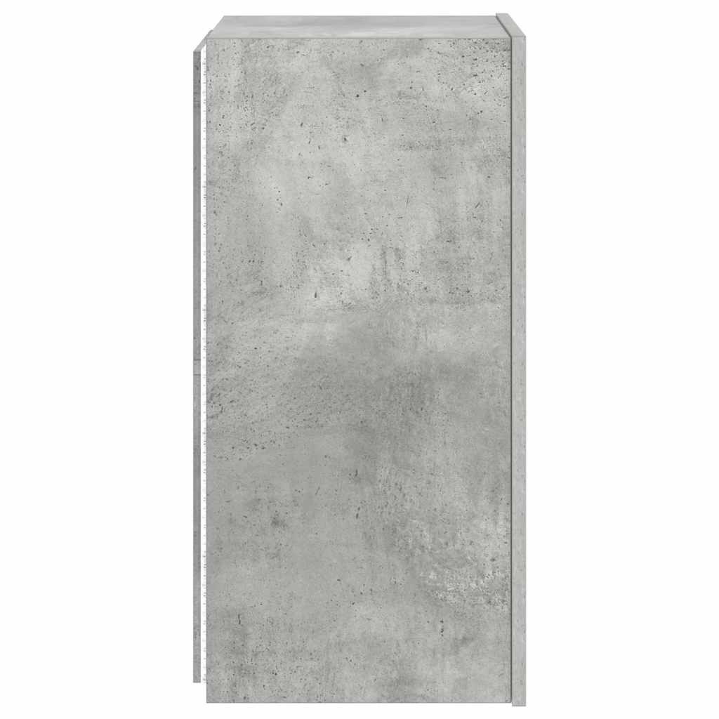 TV Wall Cabinet with LED Lights Concrete Grey 30.5x35x70 cm