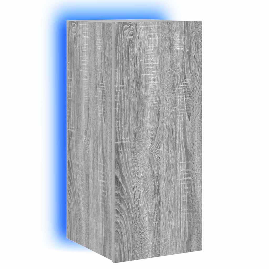 TV Wall Cabinet with LED Lights Grey Sonoma 30.5x35x70 cm