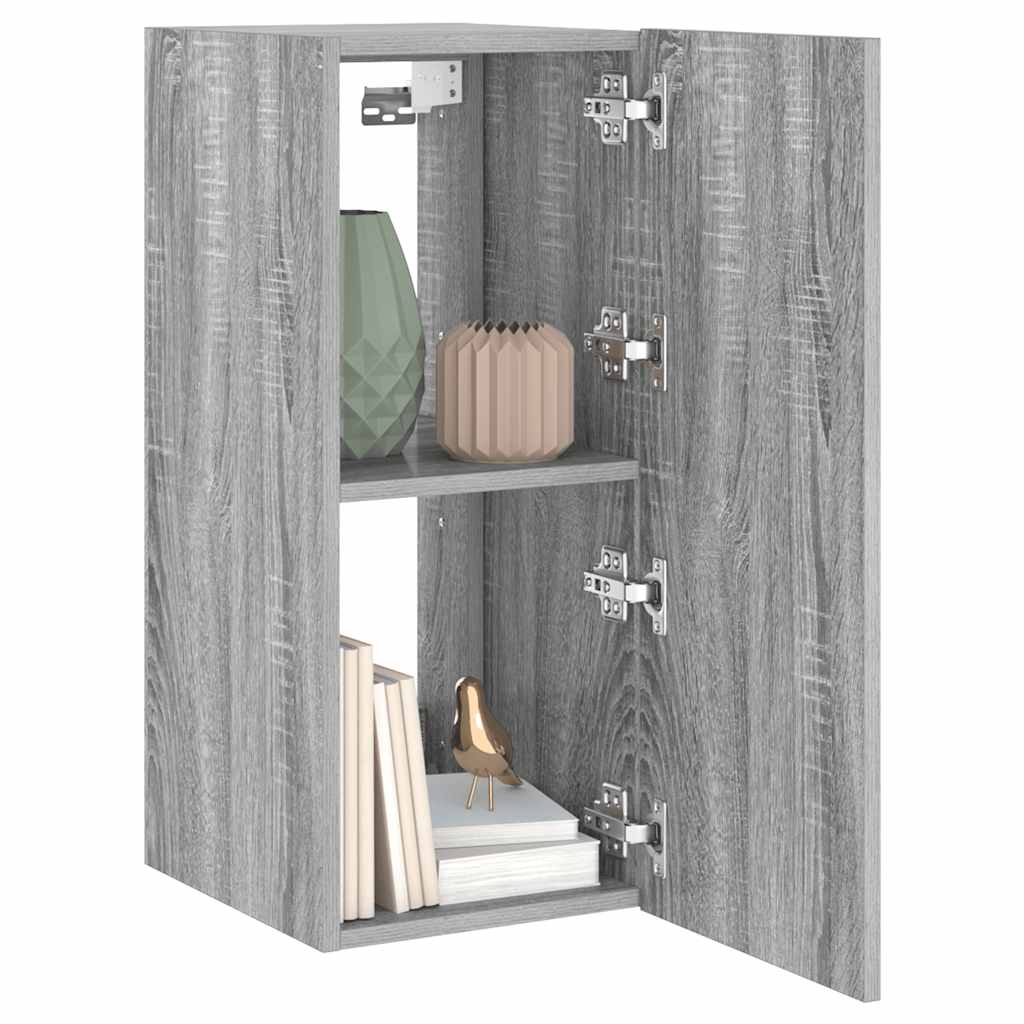 TV Wall Cabinet with LED Lights Grey Sonoma 30.5x35x70 cm