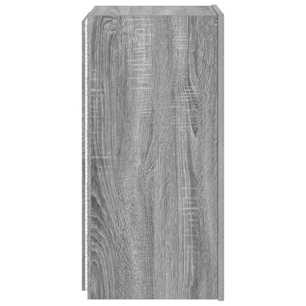 TV Wall Cabinet with LED Lights Grey Sonoma 30.5x35x70 cm