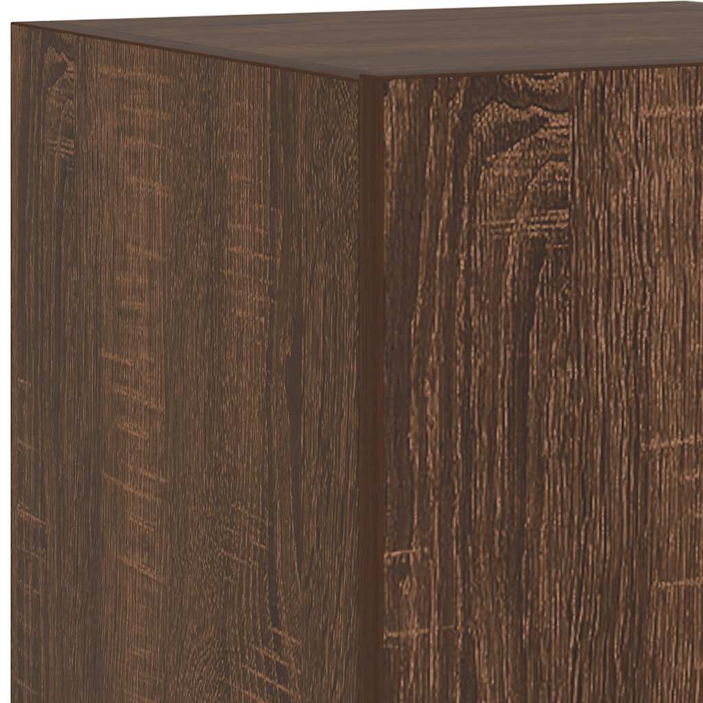 TV Wall Cabinet with LED Lights Brown Oak 30.5x35x70 cm