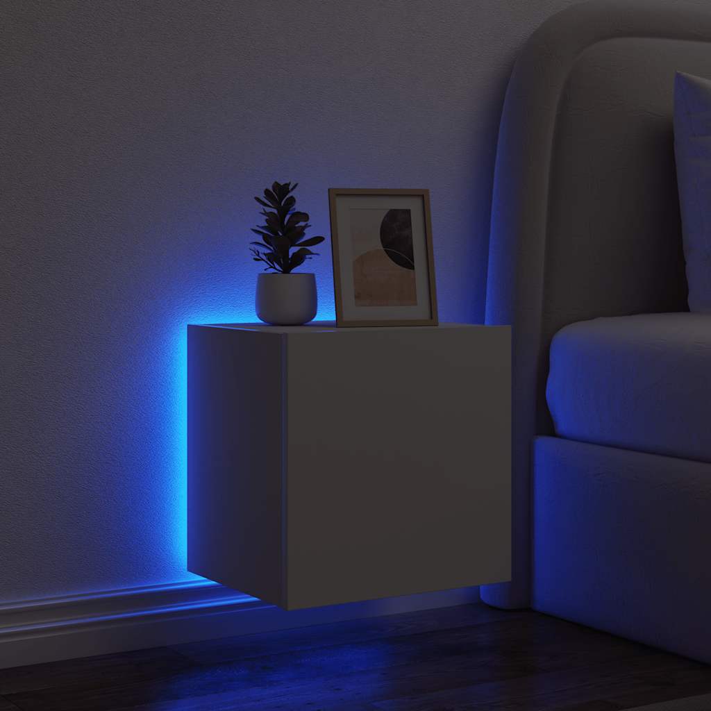 TV Wall Cabinet with LED Lights White 40,5x35x40 cm