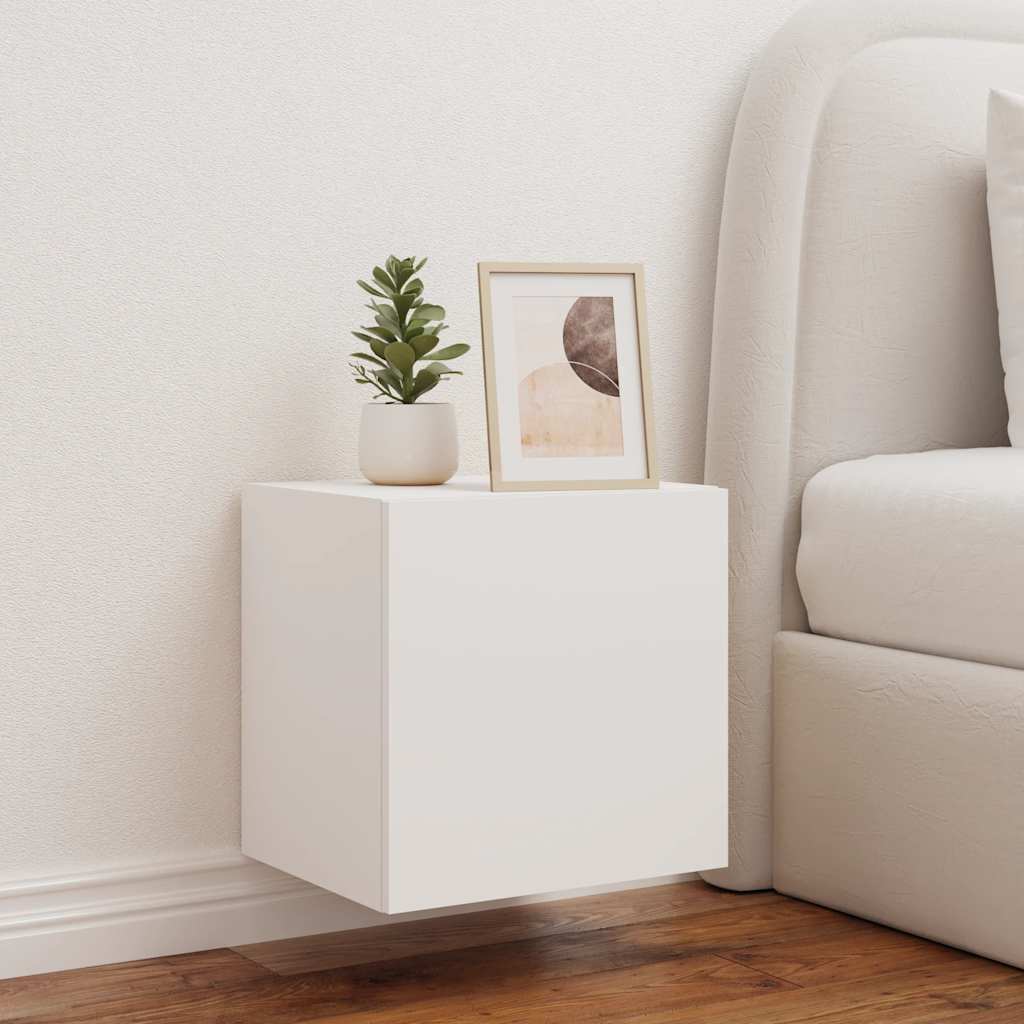 TV Wall Cabinet with LED Lights White 40,5x35x40 cm