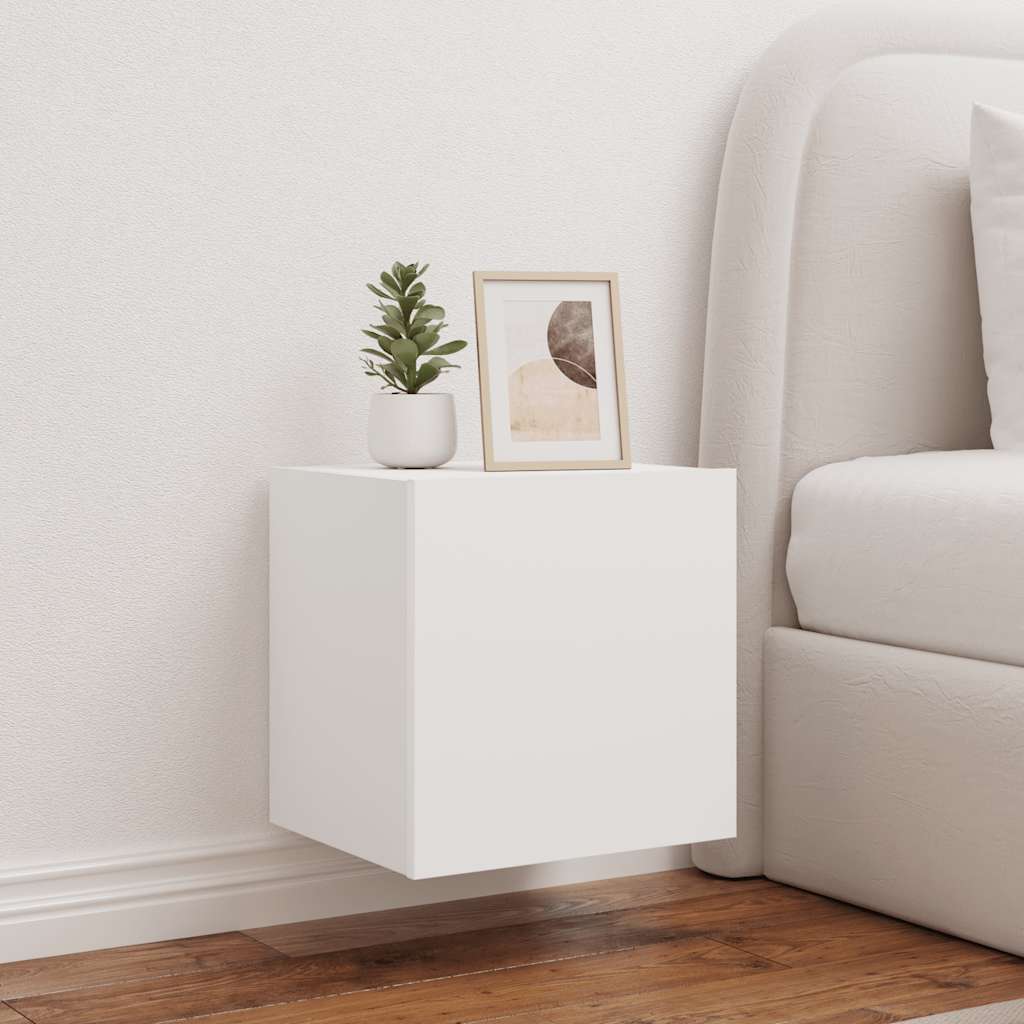 TV Wall Cabinet with LED Lights White 40,5x35x40 cm