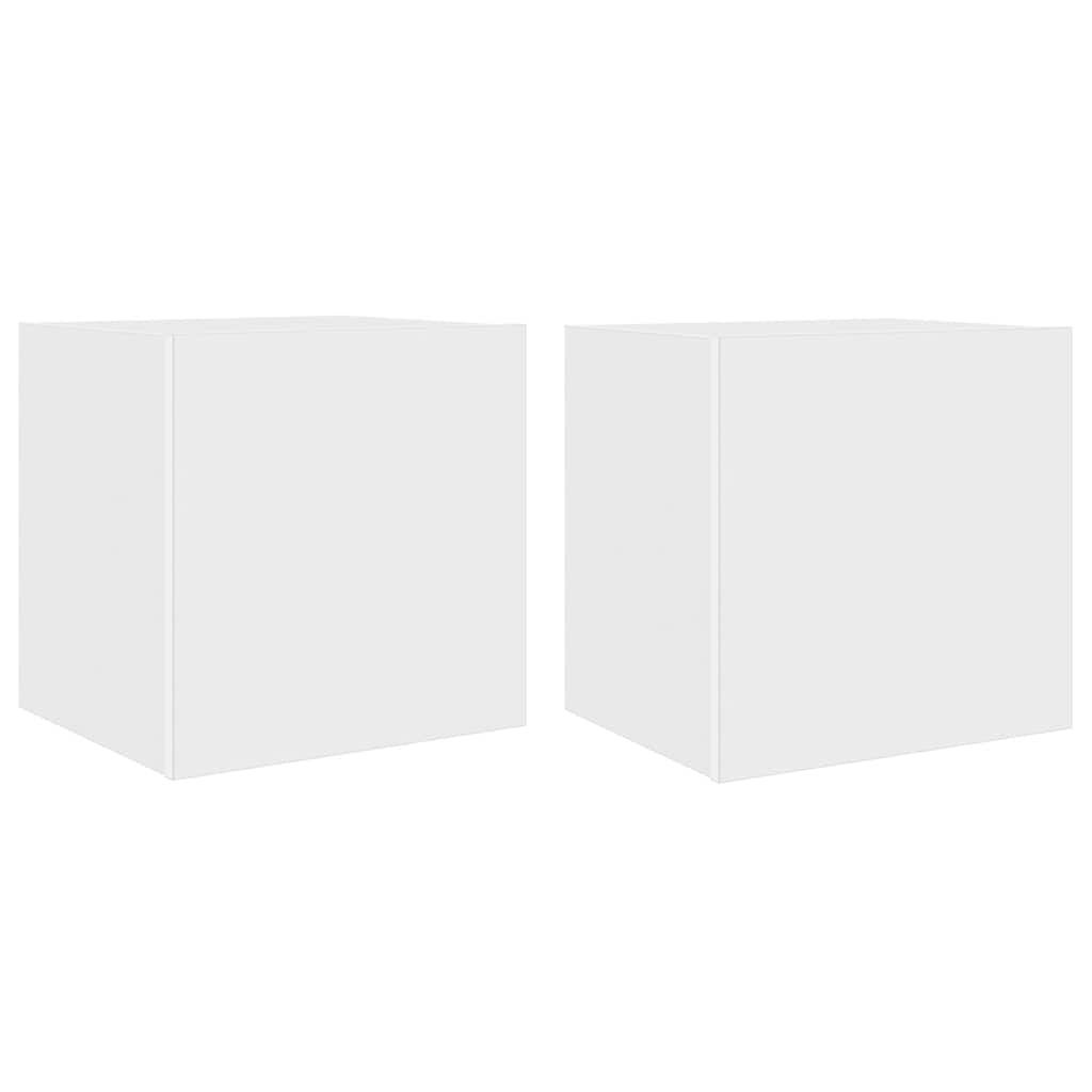 TV Wall Cabinets with LED Lights 2 pcs White 40,5x35x40 cm