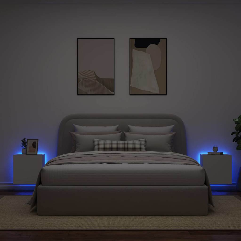 TV Wall Cabinets with LED Lights 2 pcs White 40,5x35x40 cm