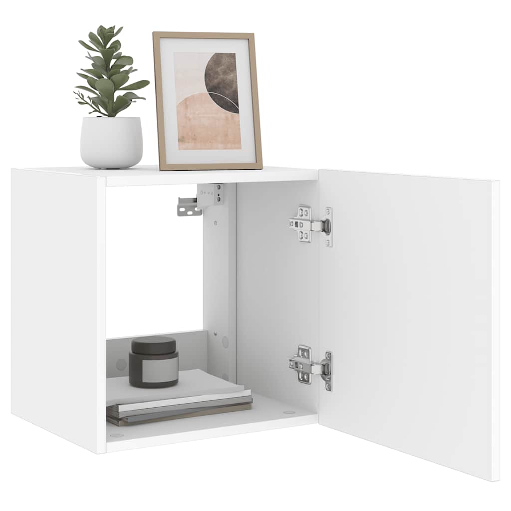 TV Wall Cabinets with LED Lights 2 pcs White 40,5x35x40 cm