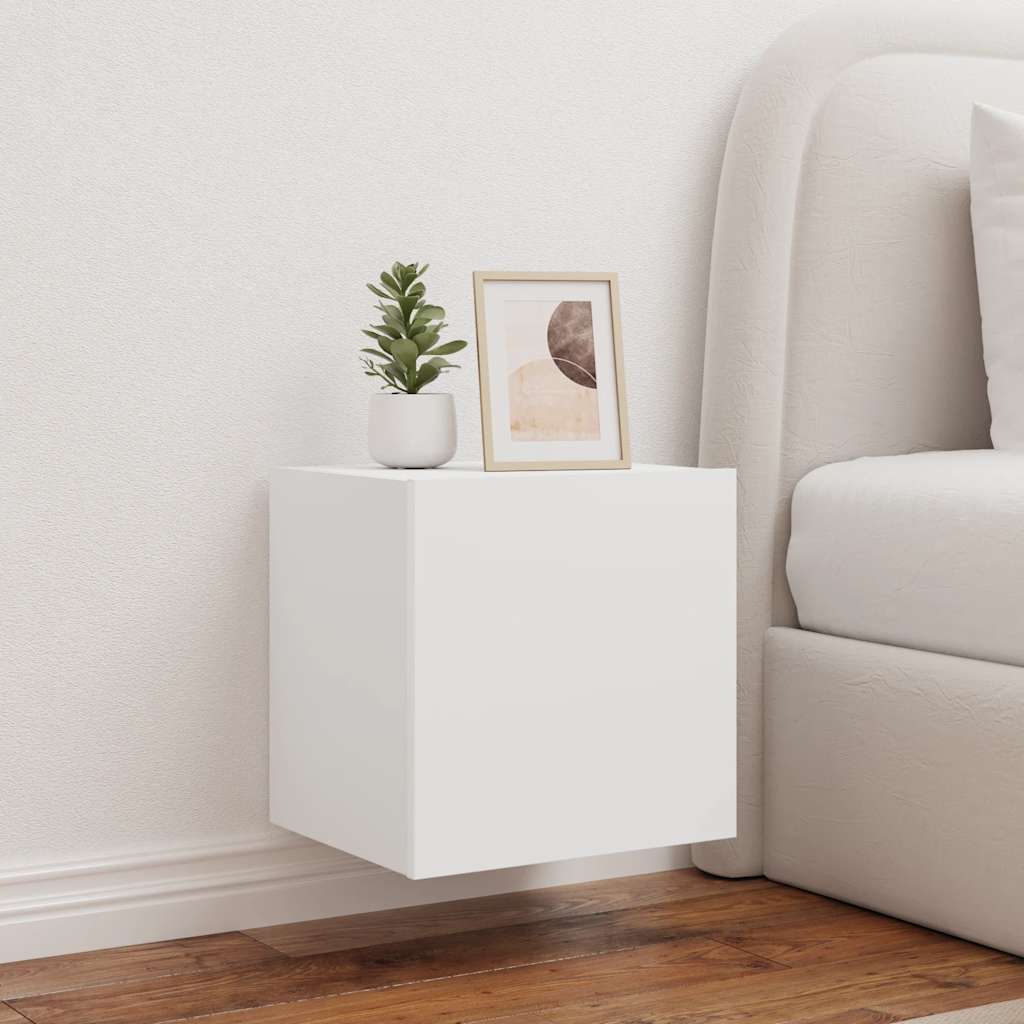 TV Wall Cabinets with LED Lights 2 pcs White 40,5x35x40 cm