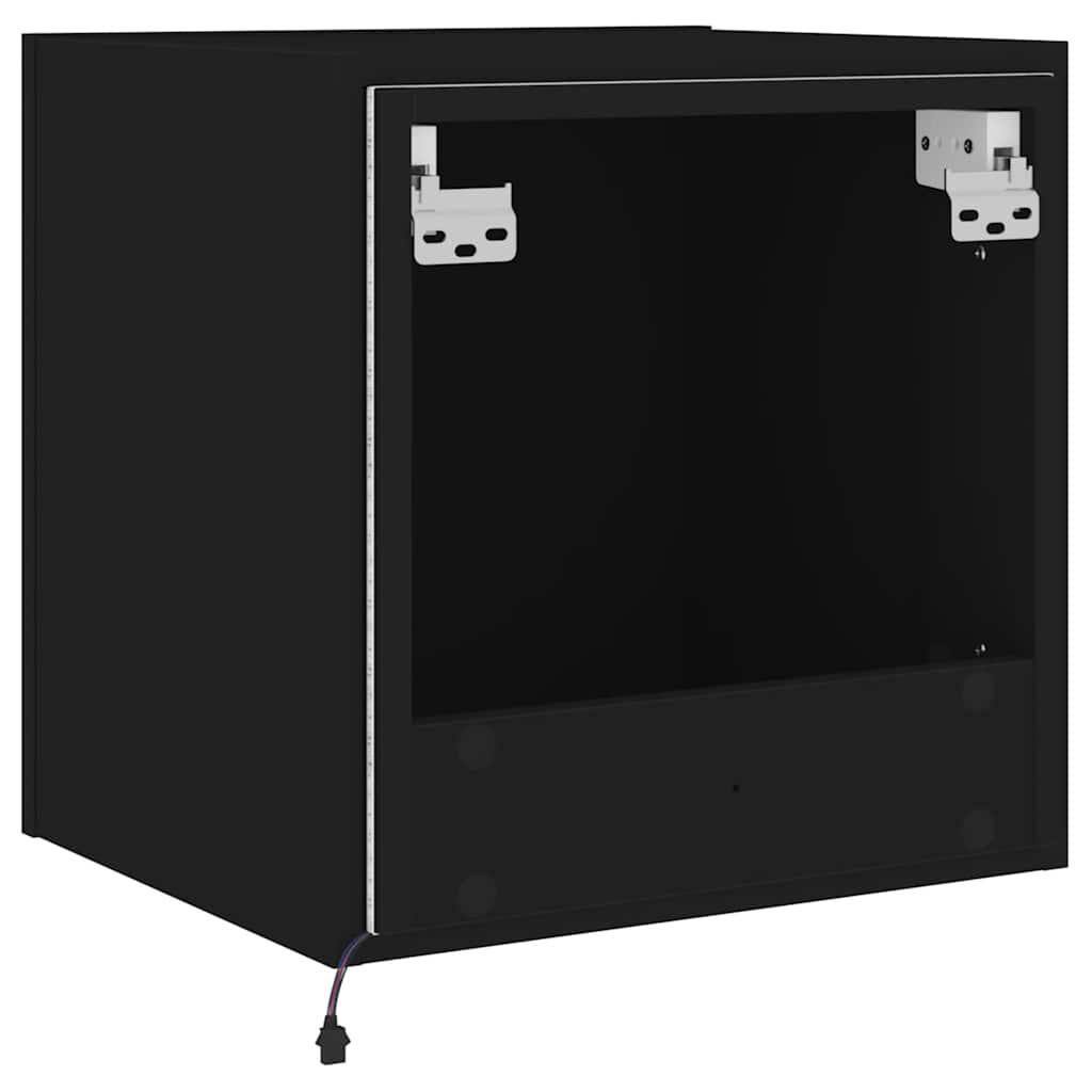 TV Wall Cabinet with LED Lights Black 40,5x35x40 cm
