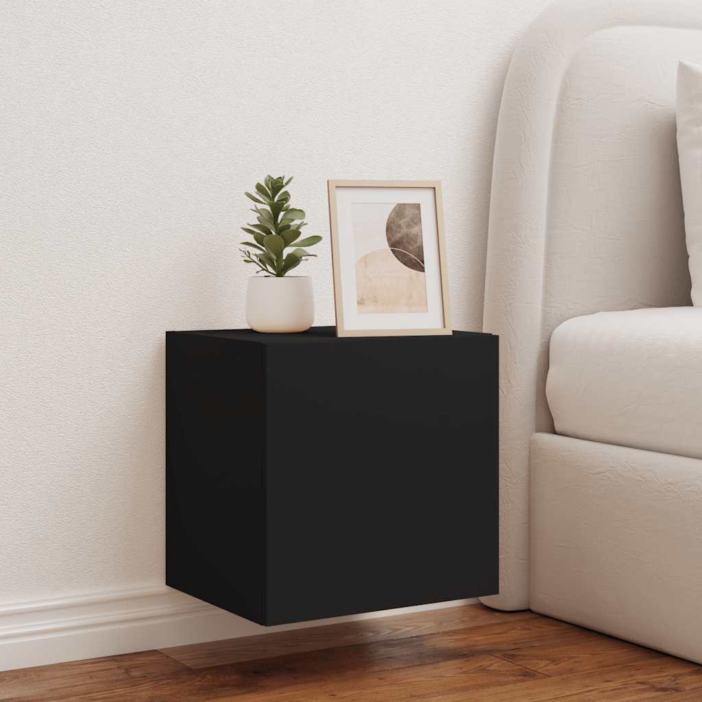 TV Wall Cabinet with LED Lights Black 40,5x35x40 cm