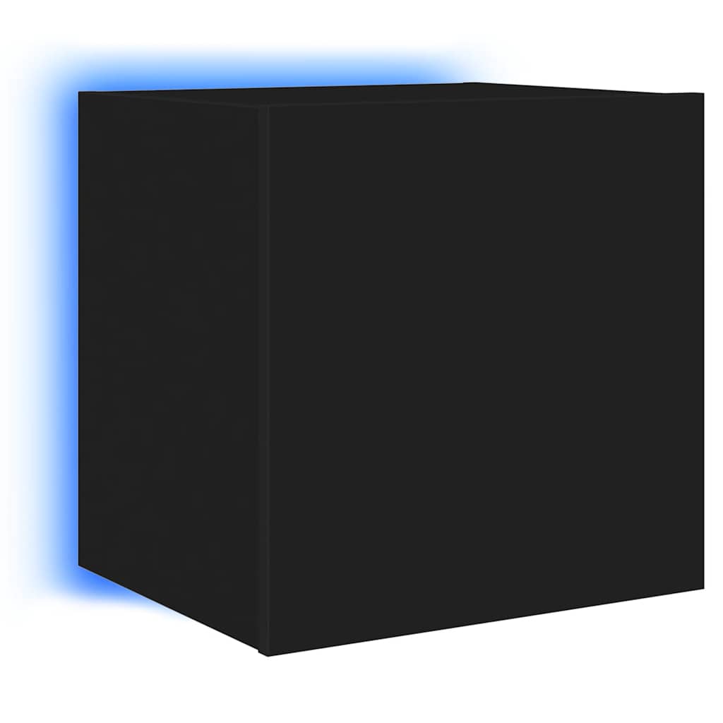 TV Wall Cabinet with LED Lights Black 40,5x35x40 cm