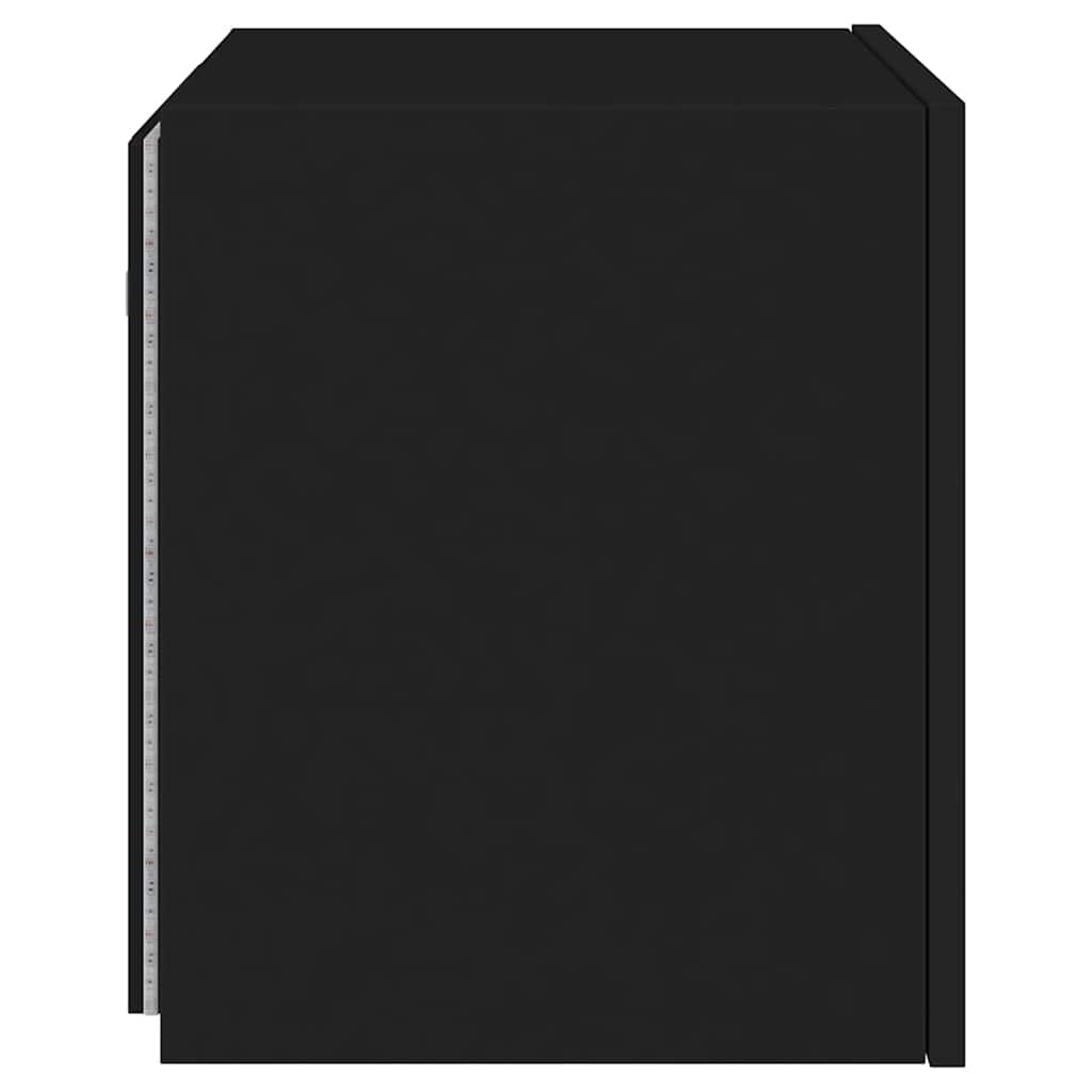 TV Wall Cabinet with LED Lights Black 40,5x35x40 cm