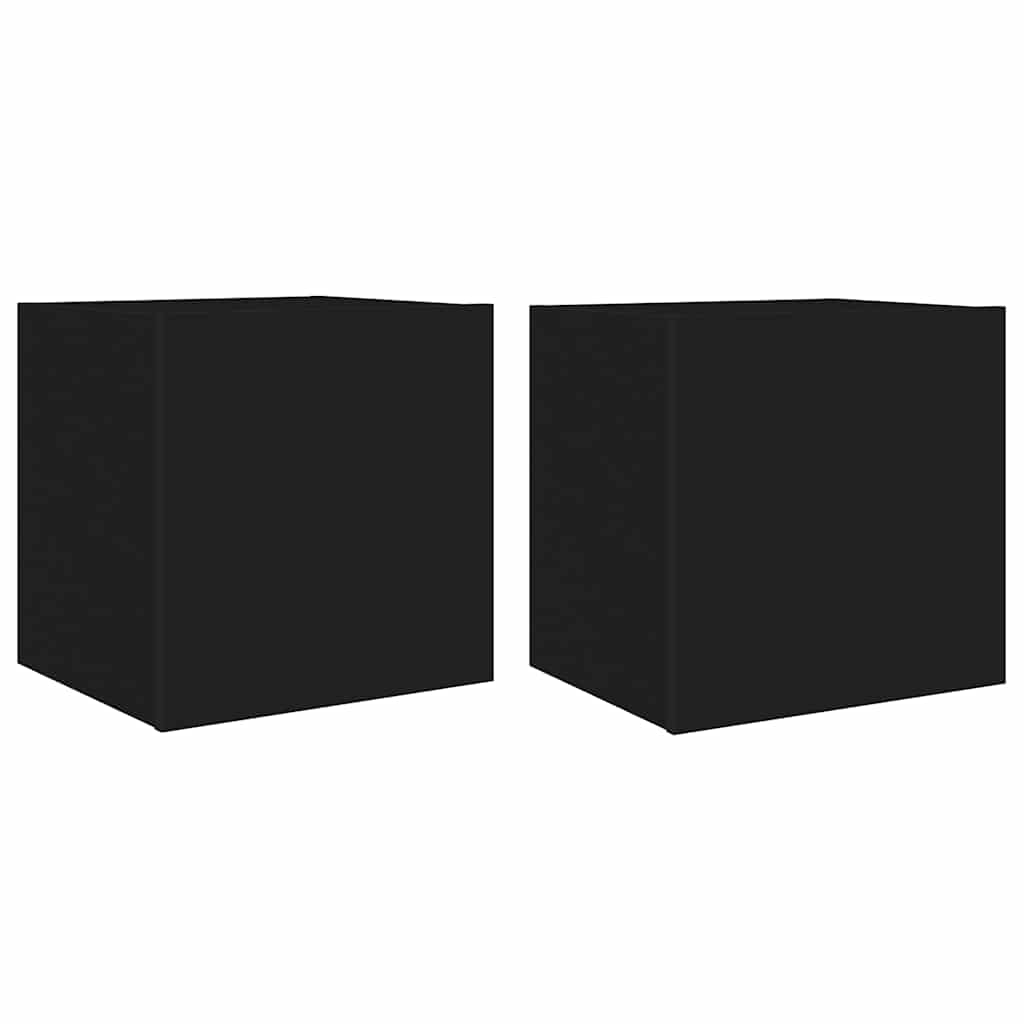 TV Wall Cabinets with LED Lights 2 pcs Black 40,5x35x40 cm