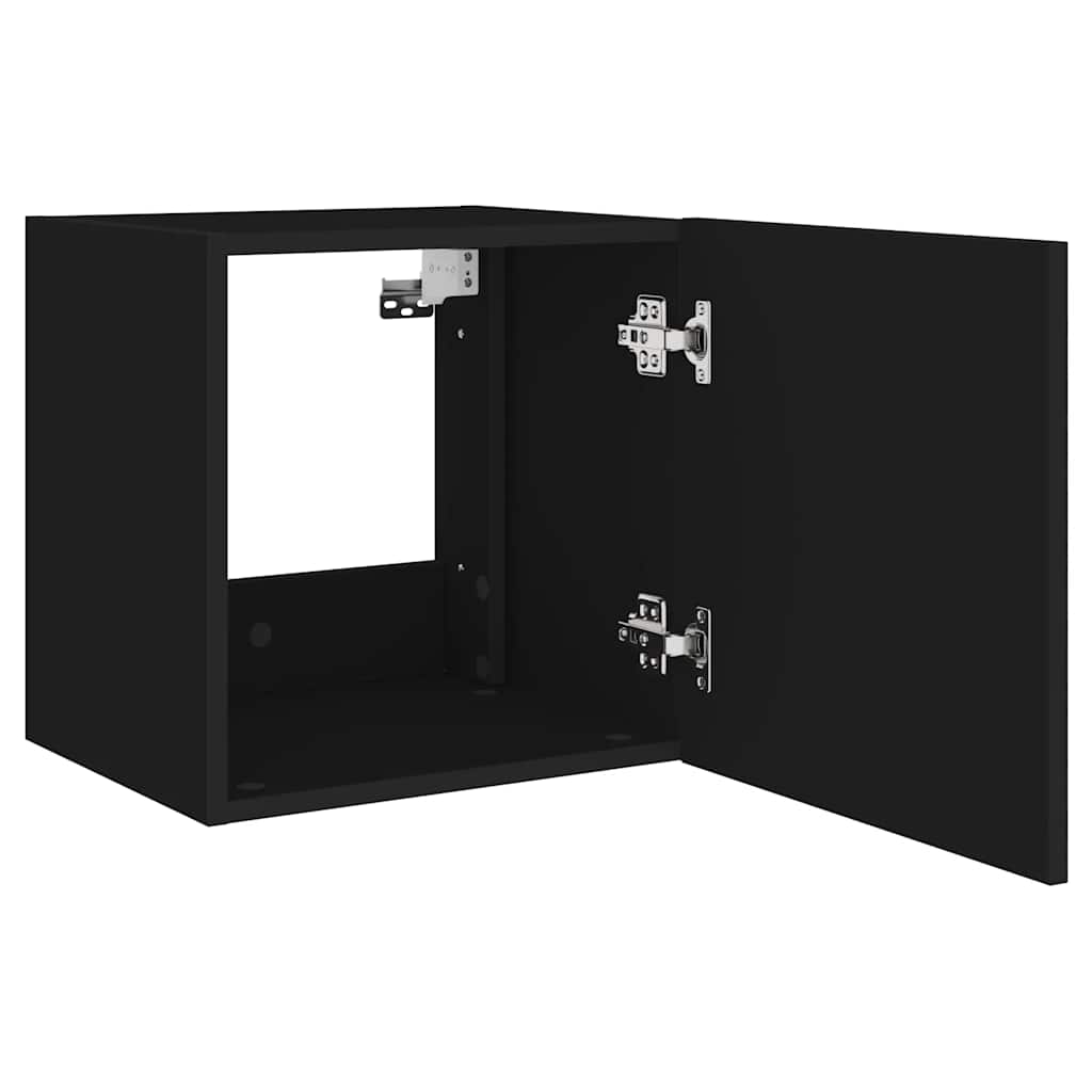 TV Wall Cabinets with LED Lights 2 pcs Black 40,5x35x40 cm
