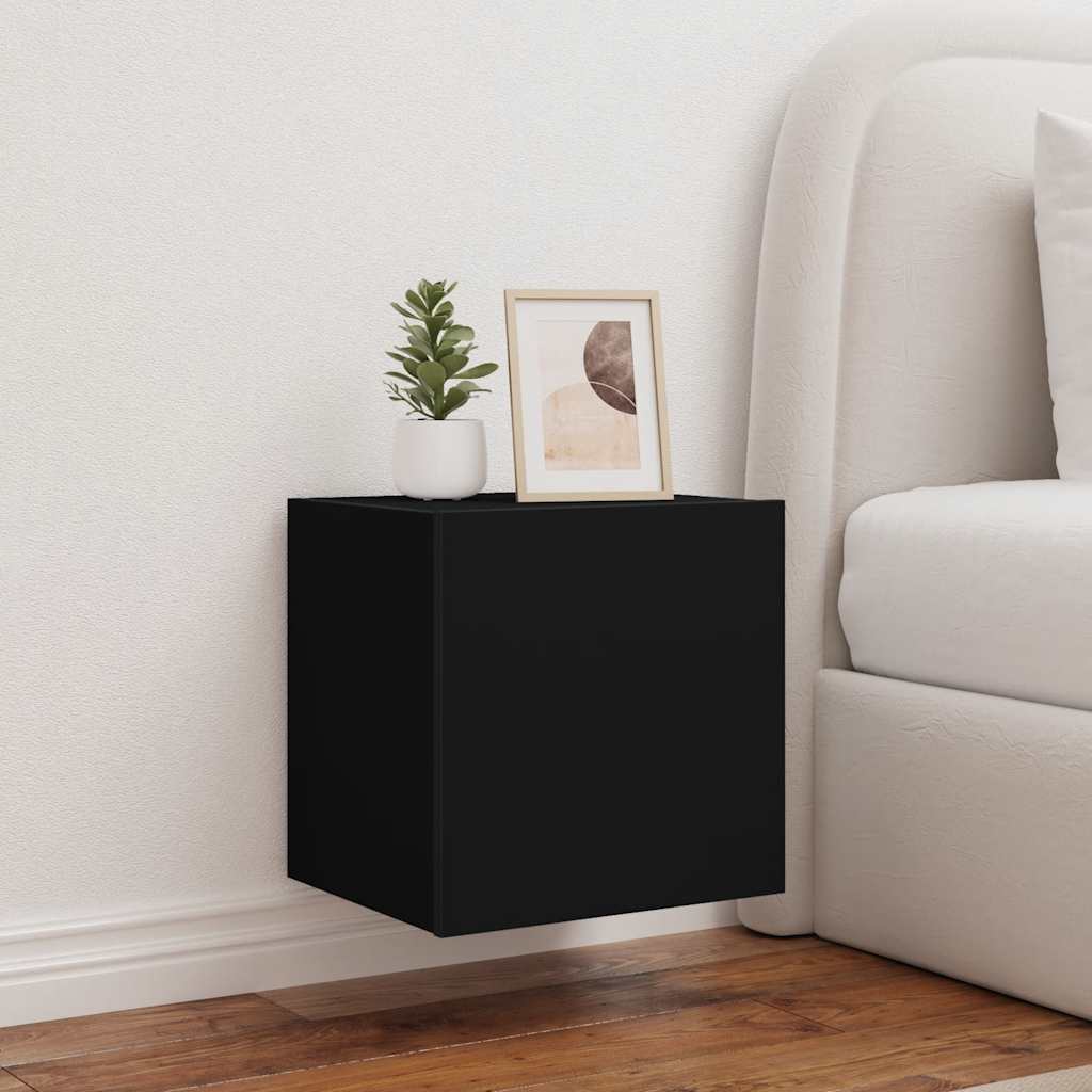 TV Wall Cabinets with LED Lights 2 pcs Black 40,5x35x40 cm