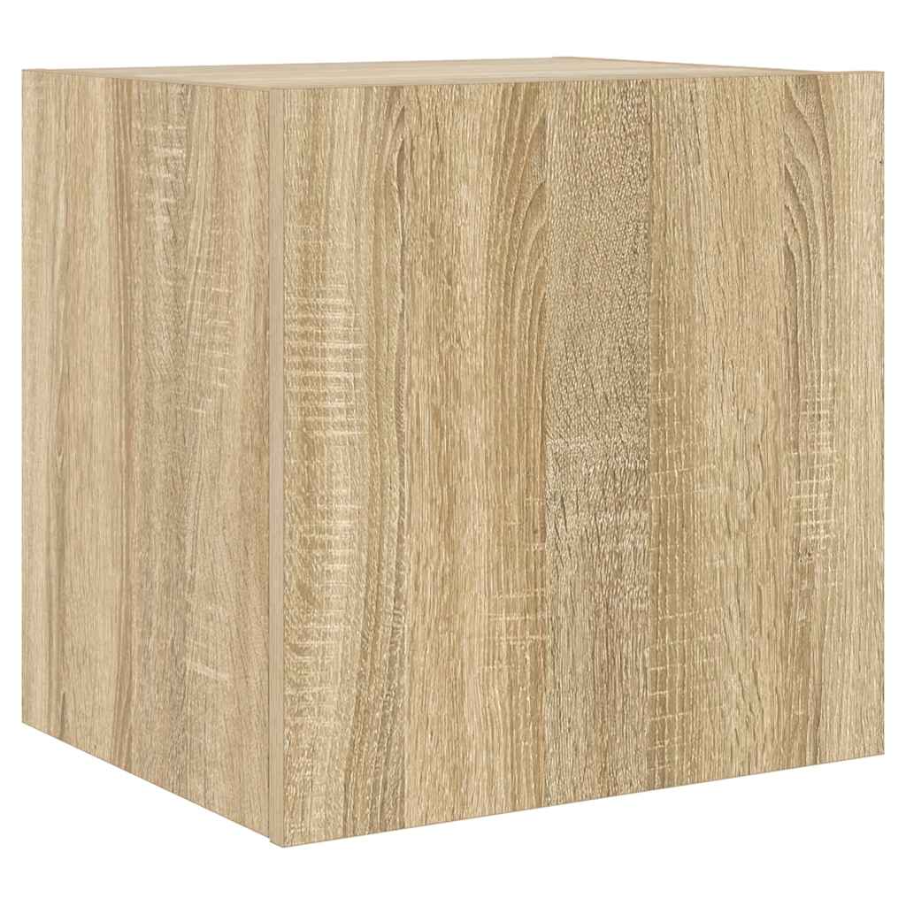 TV Wall Cabinet with LED Lights Sonoma Oak 40,5x35x40 cm