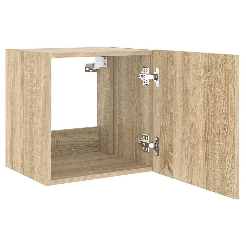 TV Wall Cabinet with LED Lights Sonoma Oak 40,5x35x40 cm