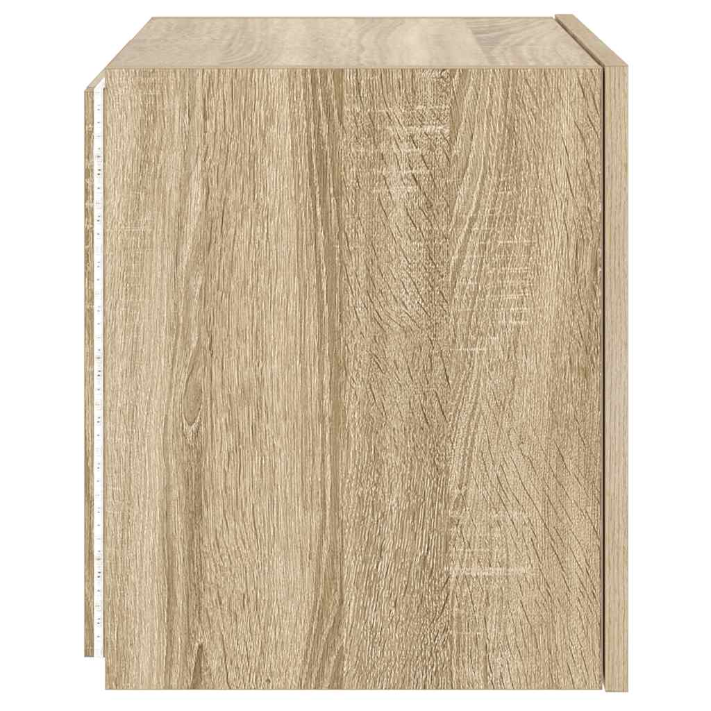 TV Wall Cabinet with LED Lights Sonoma Oak 40,5x35x40 cm