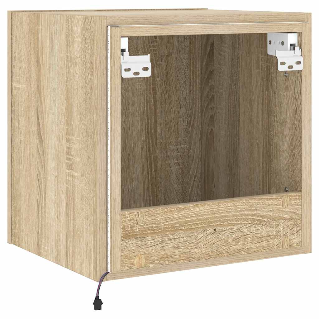 TV Wall Cabinet with LED Lights Sonoma Oak 40,5x35x40 cm