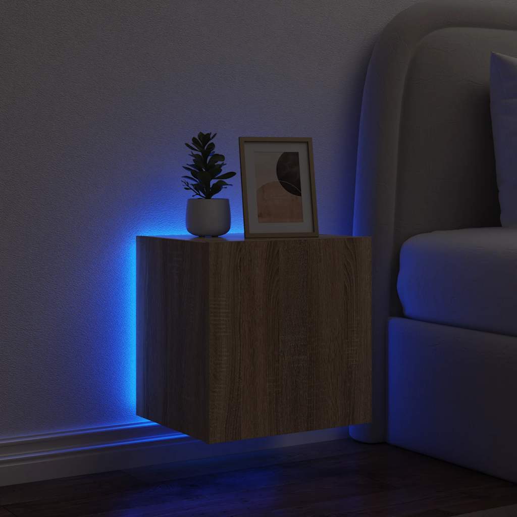 TV Wall Cabinet with LED Lights Sonoma Oak 40,5x35x40 cm