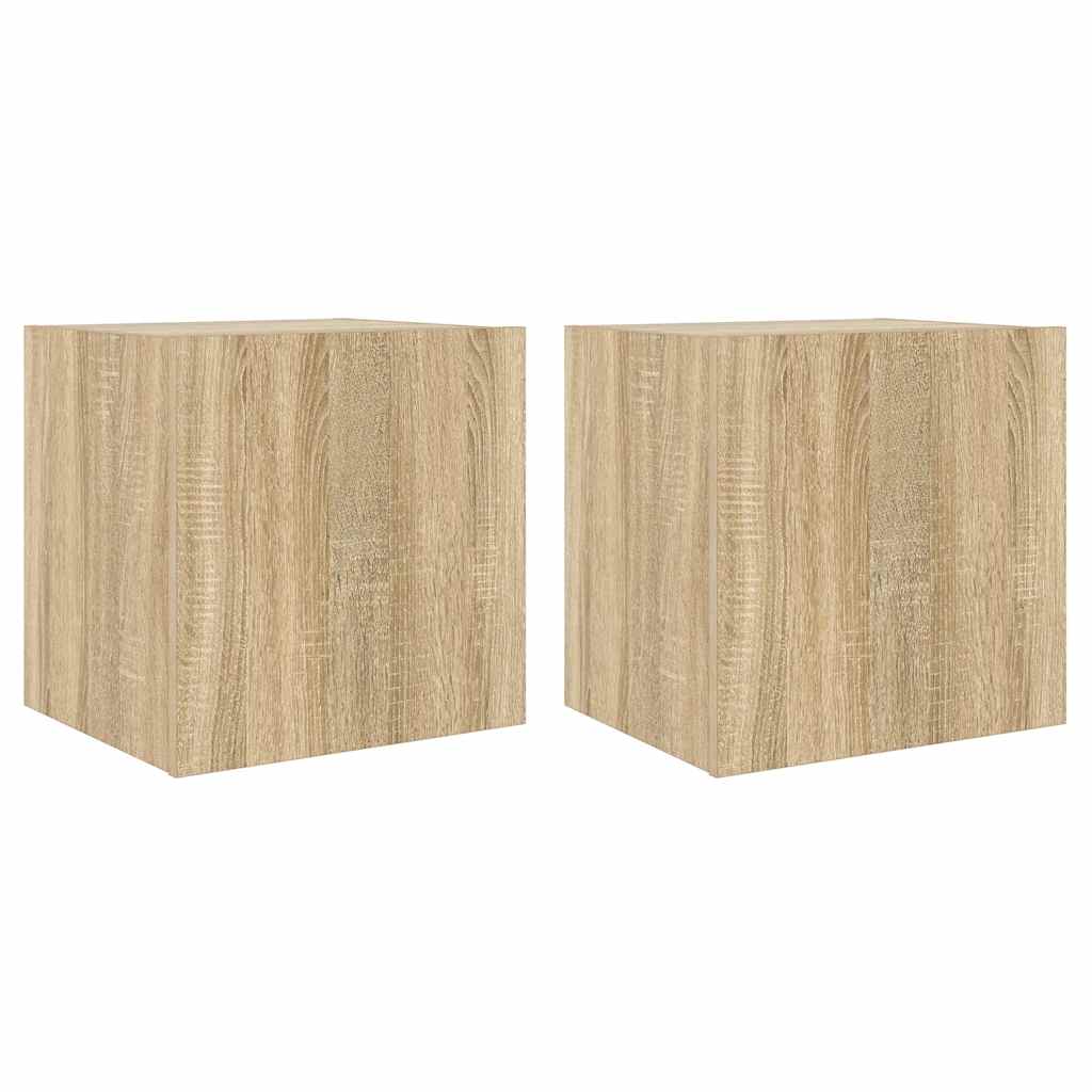 TV Wall Cabinets with LED Lights 2 pcs Sonoma Oak 40,5x35x40 cm