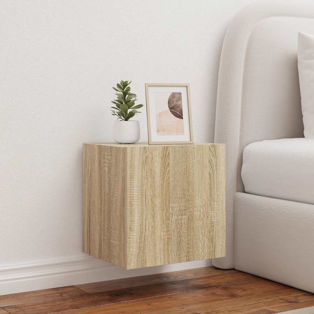 TV Wall Cabinets with LED Lights 2 pcs Sonoma Oak 40,5x35x40 cm