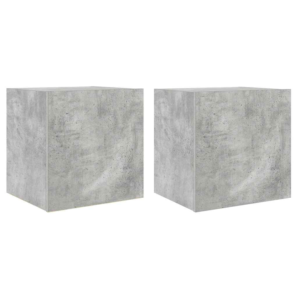 TV Wall Cabinets with LED Lights 2 pcs Concrete Grey 40,5x35x40 cm