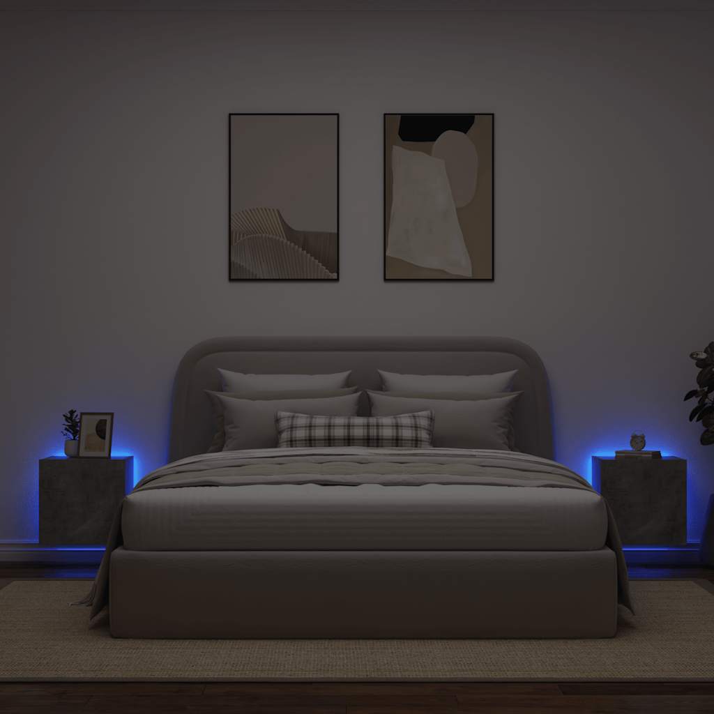 TV Wall Cabinets with LED Lights 2 pcs Concrete Grey 40,5x35x40 cm