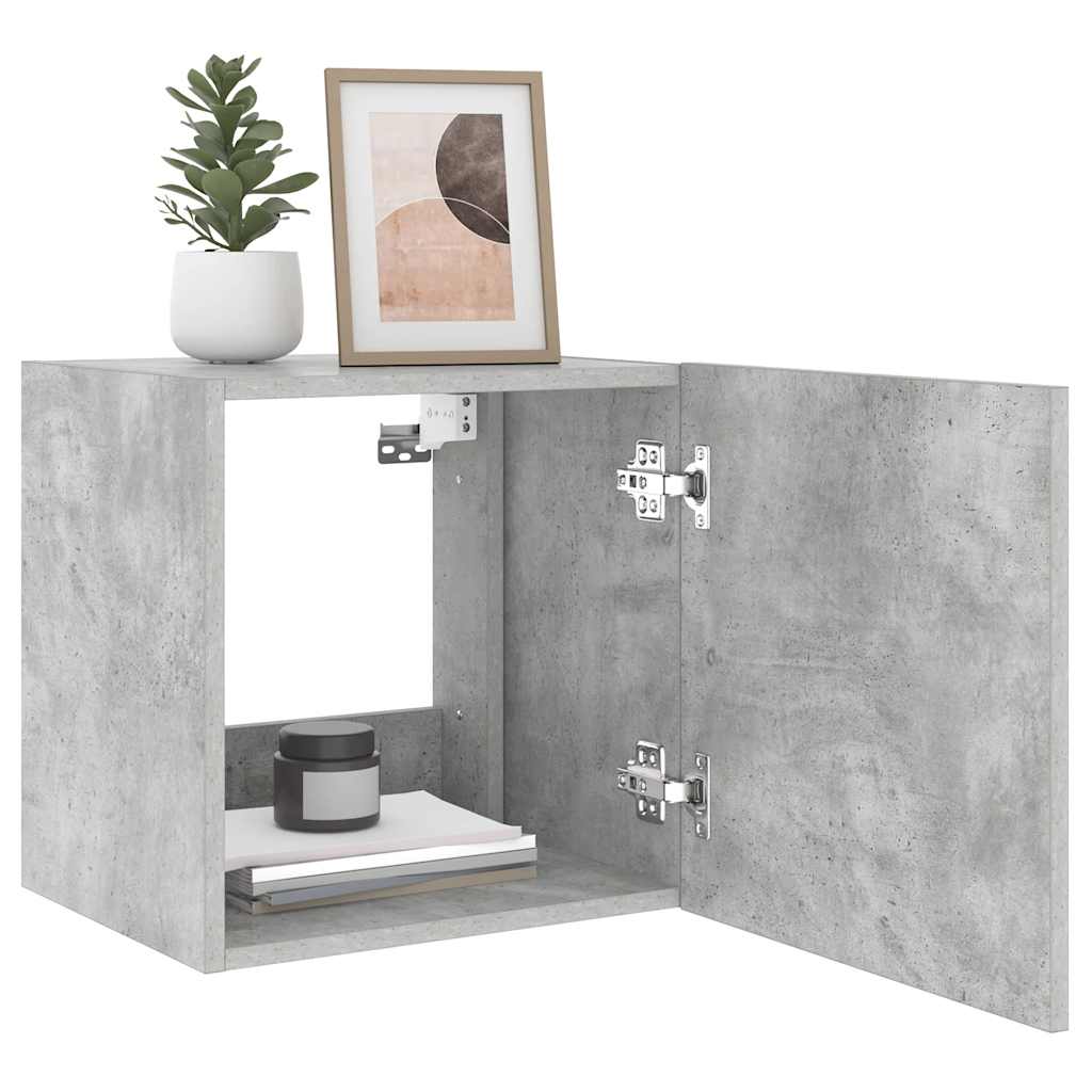 TV Wall Cabinets with LED Lights 2 pcs Concrete Grey 40,5x35x40 cm