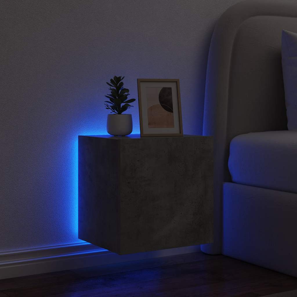 TV Wall Cabinets with LED Lights 2 pcs Concrete Grey 40,5x35x40 cm
