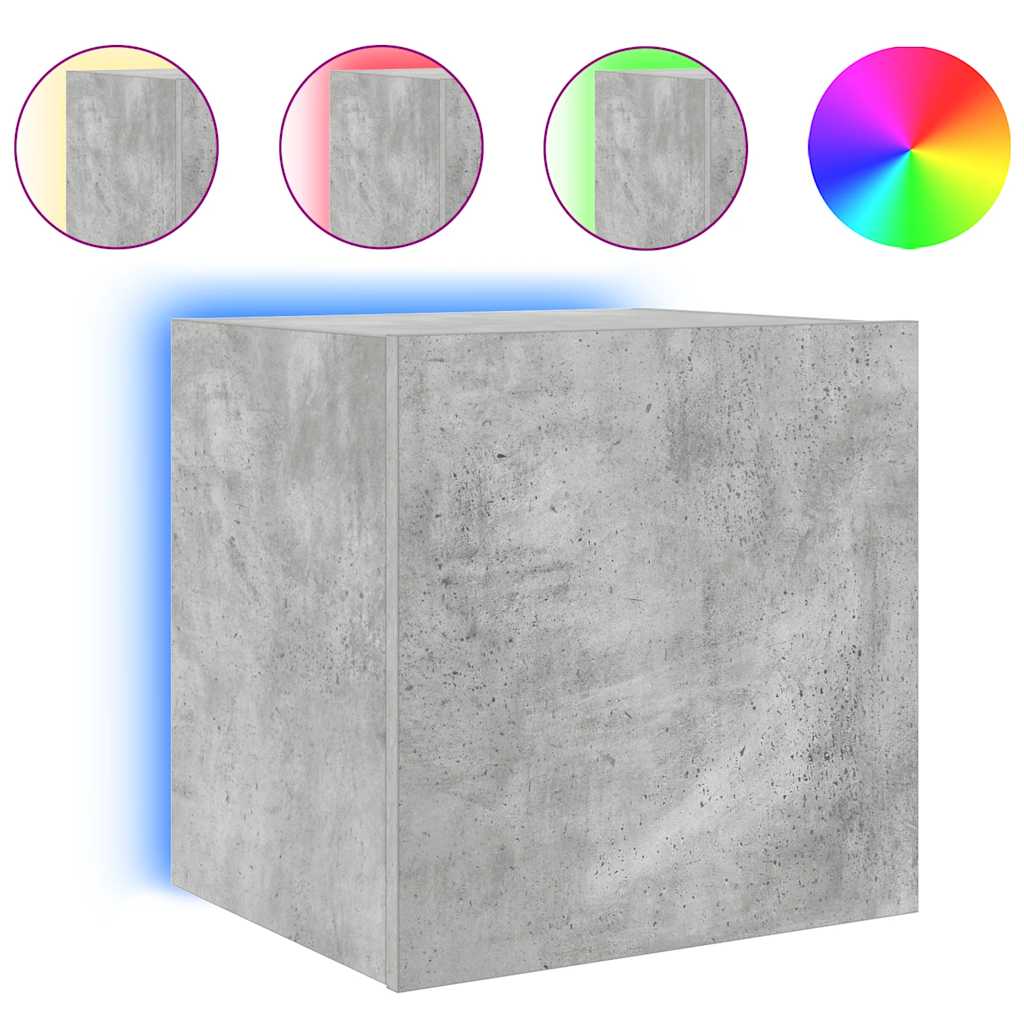 TV Wall Cabinets with LED Lights 2 pcs Concrete Grey 40,5x35x40 cm