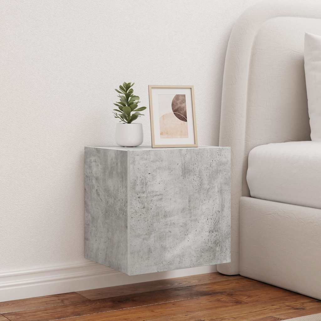 TV Wall Cabinets with LED Lights 2 pcs Concrete Grey 40,5x35x40 cm