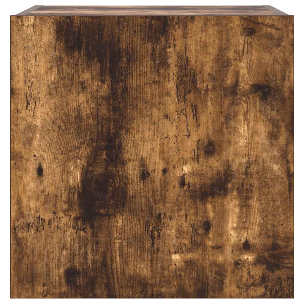 TV Wall Cabinet with LED Lights Smoked Oak 40,5x35x40 cm