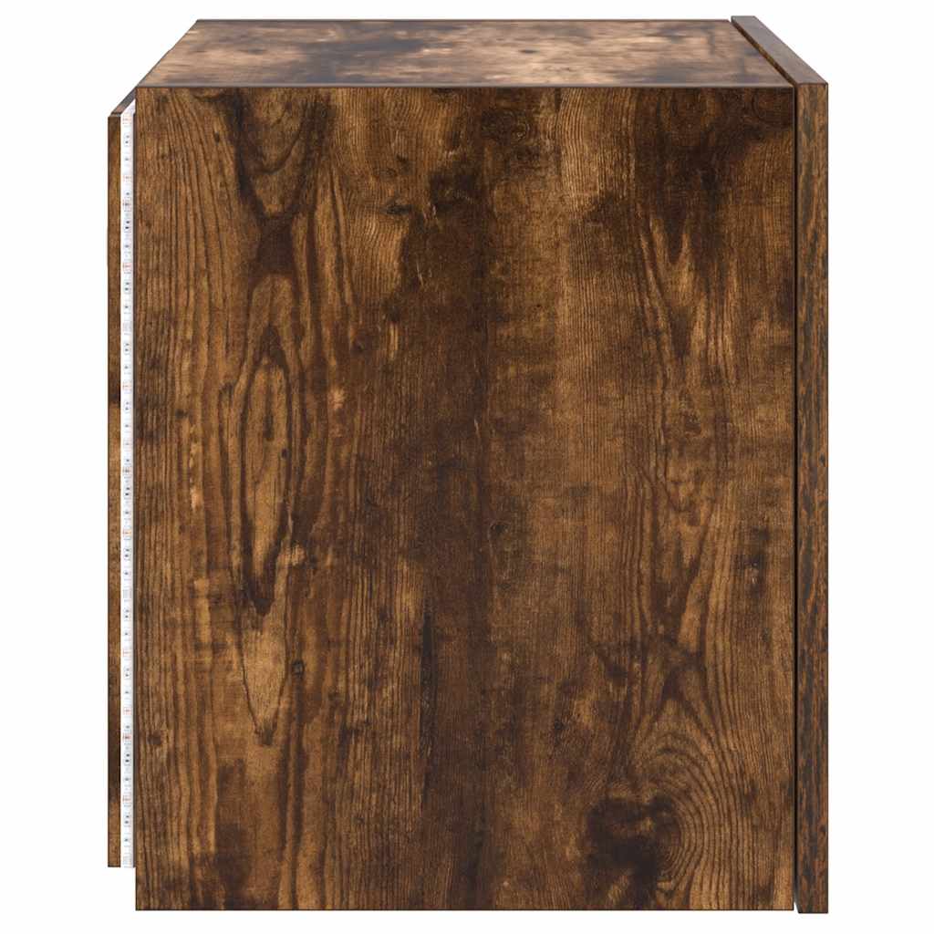 TV Wall Cabinet with LED Lights Smoked Oak 40,5x35x40 cm