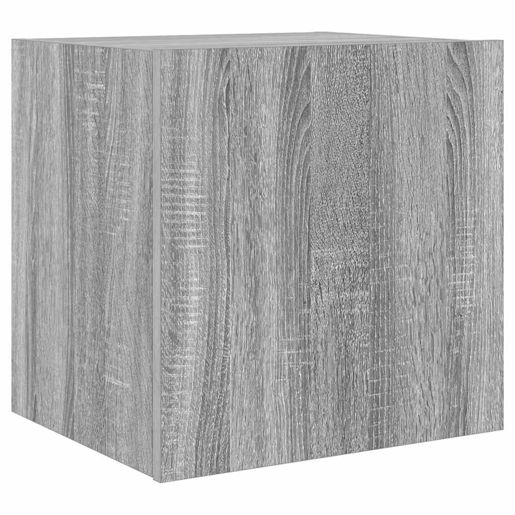 TV Wall Cabinet with LED Lights Grey Sonoma 40,5x35x40 cm