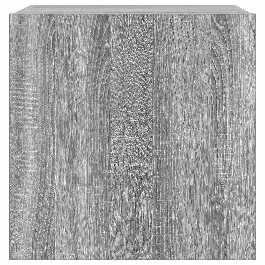 TV Wall Cabinet with LED Lights Grey Sonoma 40,5x35x40 cm