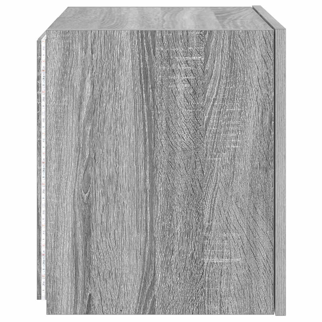 TV Wall Cabinet with LED Lights Grey Sonoma 40,5x35x40 cm