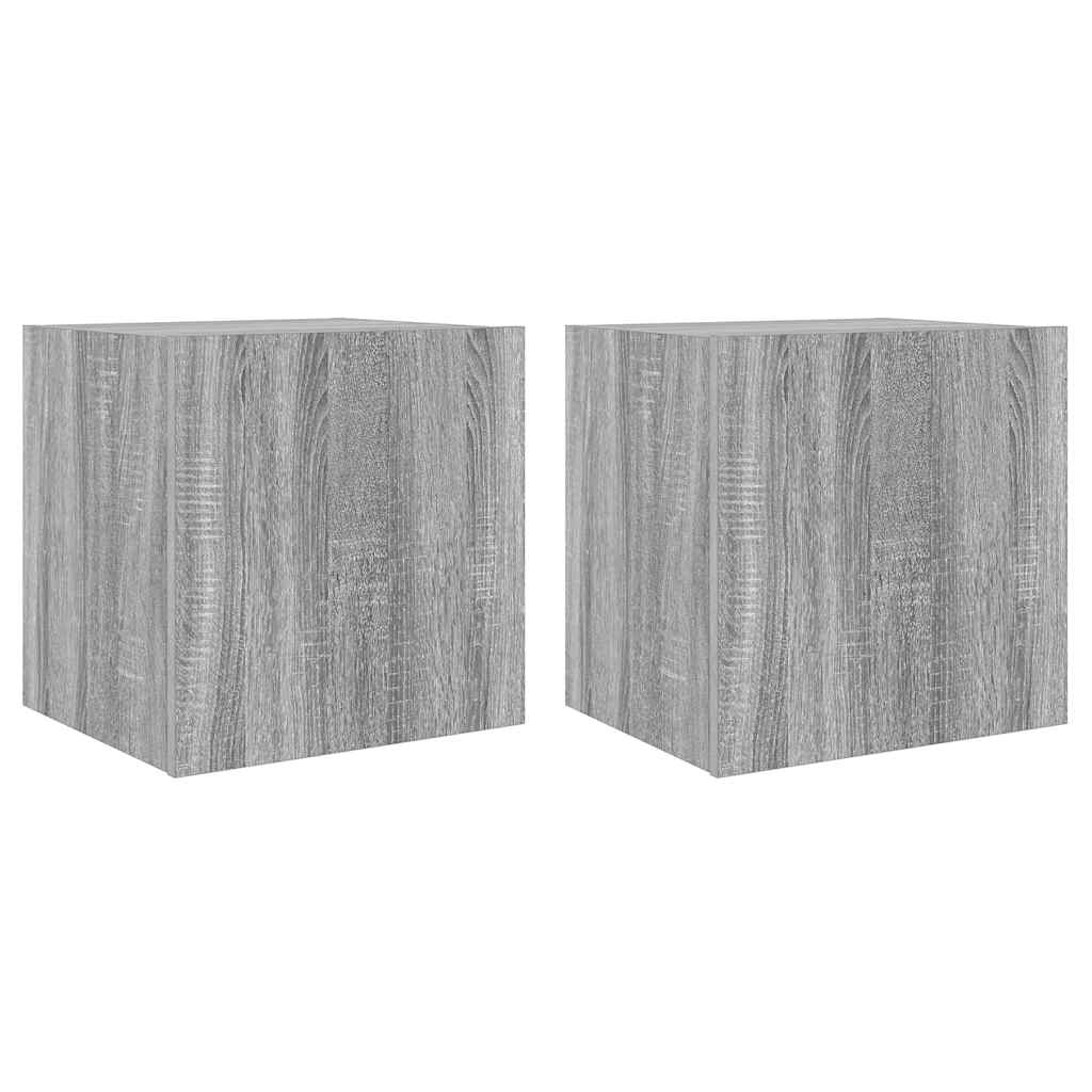 TV Wall Cabinets with LED Lights 2 pcs Grey Sonoma 40,5x35x40 cm
