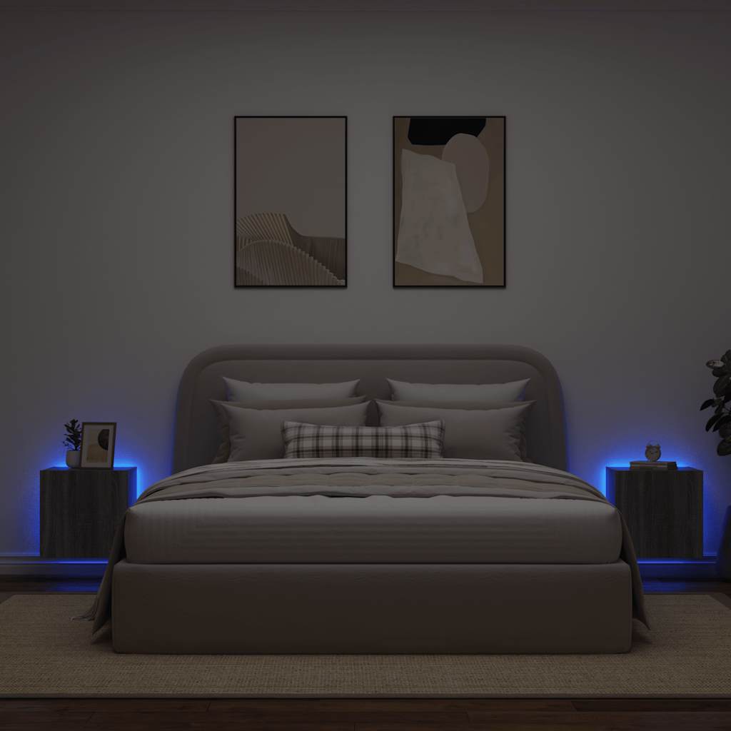 TV Wall Cabinets with LED Lights 2 pcs Grey Sonoma 40,5x35x40 cm