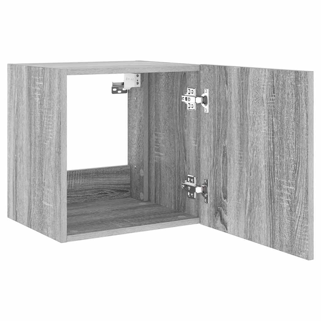 TV Wall Cabinets with LED Lights 2 pcs Grey Sonoma 40,5x35x40 cm