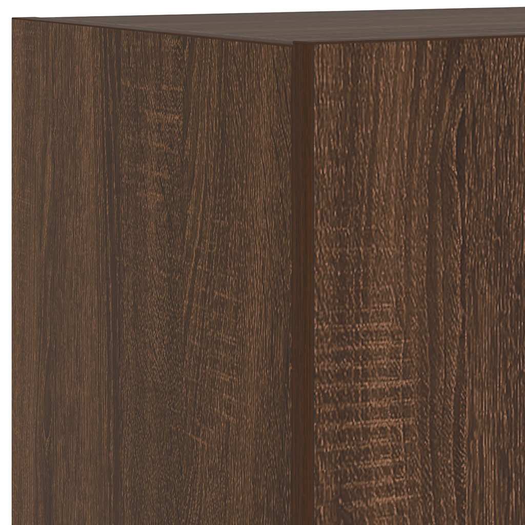 TV Wall Cabinet with LED Lights Brown Oak 40,5x35x40 cm